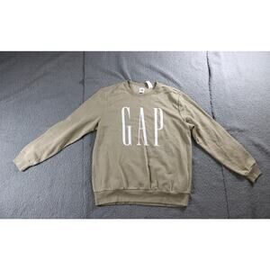 NEW Gap Sweatshirt Mens Large Khaki Beige Logo Fleece Pullover